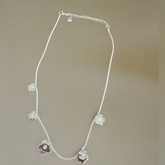 Lia Sophia Wallflower Silver-Tone Flower Necklace with Crystal Accents - Picture 2 of 4
